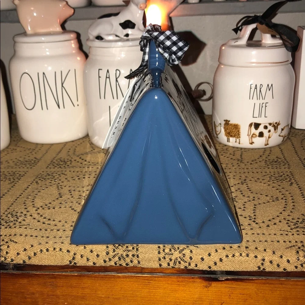 Rae Dunn WANDERLUST Tent Shaped Birdhouse Blue